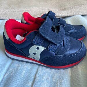 Saucony Jazz Hook and Loop Sneaker, Toddler Size 8, Navy/Grey/Red
